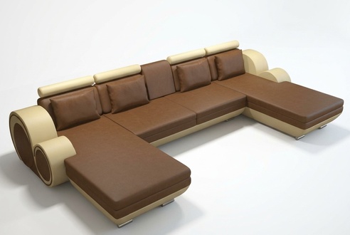Leather corner sofa + USB leather corner couch set XXL reclining leather sofa Berlin U-shape couch