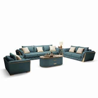 Leather designer sofa couch upholstery set 6 pieces. Set of sets coffee table table