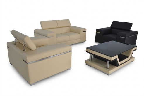 Leather Modern XXL Couch Living Landscape Leather Sofa Set 2+1+1 + Table New
