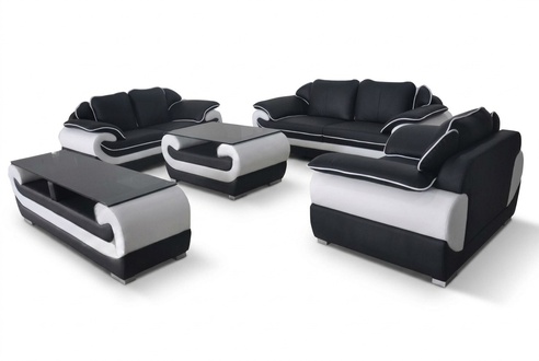 Leather Modern XXL Couch Living Room Sofa Set Seating 3+2+1 D04 + Table + RTV