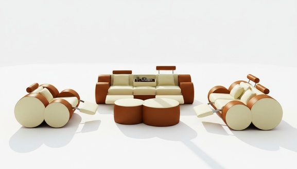 Leather Sofa 3+2+1 with USB Relax Couch Sofa Set Upholstery Set