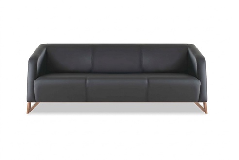 Leather Sofa 3-Seater Modern Black Leather Wooden Three-Seater Couch with Armrests
