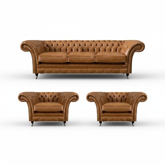 Brown leather sofa set 3+1+1 seats living room design luxurious furniture