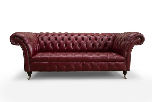 Leather Sofa Chesterfield Sofa Couch Upholstery Couches Fabric Textile 225cm Three Seater