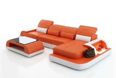 Leather Sofa + Coffee Table Couch Living Landscape Corner Sofa Corner Set New Modern Sofa