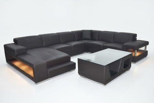 Leather sofa corner living landscape set modern design corner sofa U-shape with USB