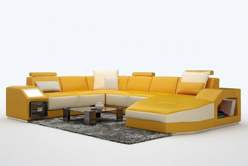 Leather sofa corner sofa big sofa couch upholstered corner living area with light new