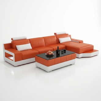 LEATHER SOFA CORNER SOFA "COLOR CHOICE" SOFA COUCH SET LIVING LANDSCAPE BED FUNCTION NEW