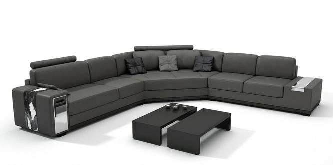 Leather Sofa Corner Sofa Couch Upholstered Designer Corner Suite Living Area LimaS