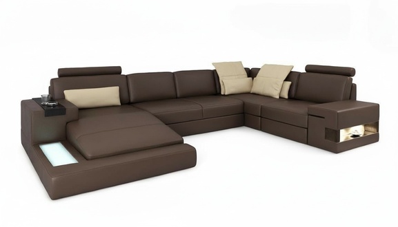 Leather sofa corner sofa couch upholstery Bellini XXL big living landscape corner sofas