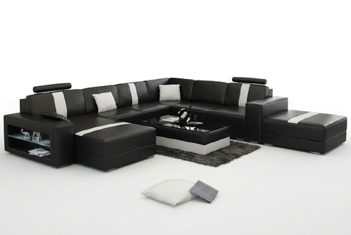 Leather sofa corner sofa couch design seating upholstery set living area 217S