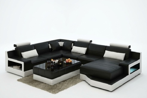 LEATHER SOFA CORNER SOFA DESIGN COUCH SET LIVING AREA UPHOLSTERY WITH BED FUNCTION NEW