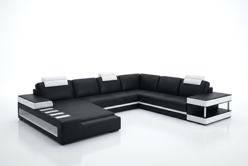Leather sofa corner sofa living landscape designer couch light sofa upholstery Hallstadt -S