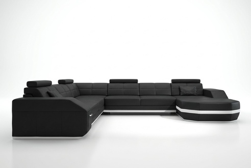 Leather sofa corner sofa living landscape corner sofa corner couch upholstered seat corner Wyen S/W new