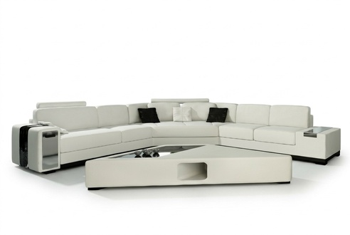 Leather sofa corner sofa with USB, upholstered designer corner unit living landscape Lima