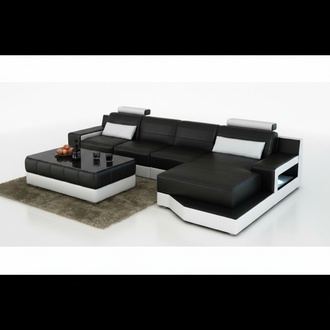 LEATHER SOFA CORNER SOFA with USB SOFA COUCH SET LIVING LANDSCAPE BED FUNCTION NEW