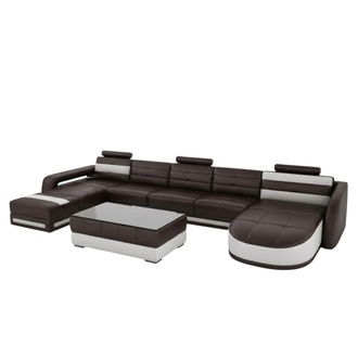 LEATHER SOFA CORNER SOFA with USB DESIGNER PISA LIVING LANDSCAPE COUCH SOFA U SHAPE COLO 3