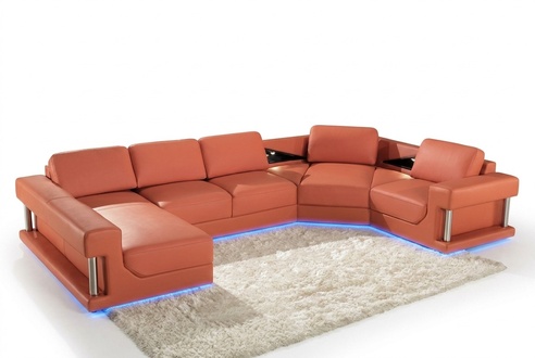 LEATHER SOFA COUCH LIVING LANDSCAPE CORNER SOFA CORNER SET DESIGN MODERN SOFA A1131