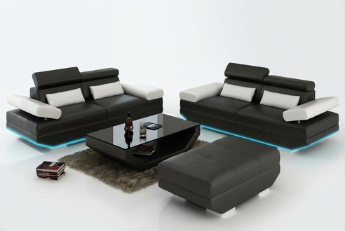 Leather sofa sofa couch living area 3 + 3 set design modern sofa K5009E