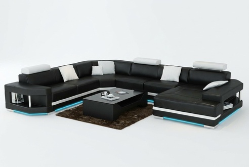 Leather sofa, couch, living room landscape, corner sofa set, modern design sofa with USB.