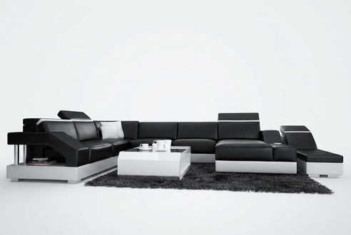 Leather sofa, couch, living landscape, corner sofa set, modern design sofa with USB.