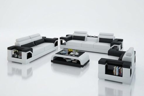 Leather sofa couch living landscape 3+2+1 seating set modern design sofa with USB