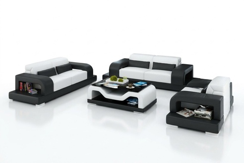 Leather sofa couch living landscape 3+2+1 seat set modern design sofa with USB