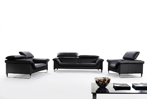 Leather Sofa Couch Living Set 3+2 Seater Design Modern Sofa Black
