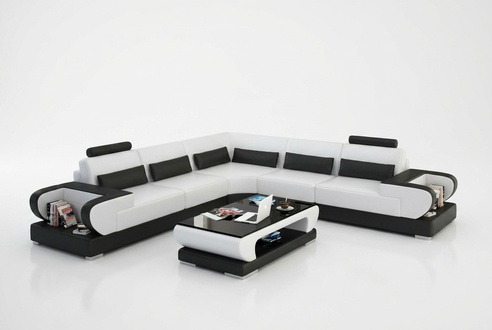 Leather sofa couch living area corner set modern design sofa with USB corner sofa