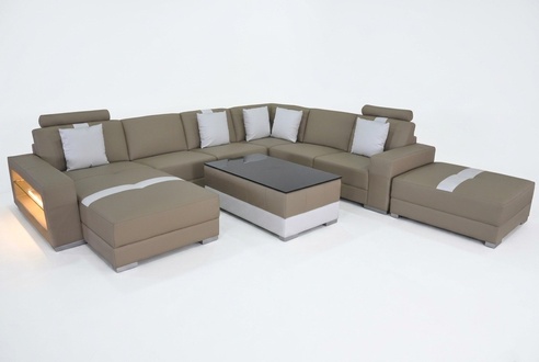 Leather Sofa Couch Living Area Corner Set Design Modern Sofa U-Form K5010