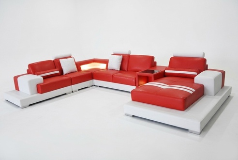 Leather Sofa Living Area Corner Set Design Modern Sofa U-Form L6004F