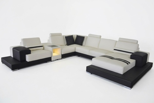 Leather sofa couch living landscape corner set modern design U-shaped sofa with USB