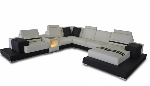 Leather Sofa Couch Living Area Corner Set Design Modern Sofa U-Form L6004