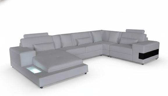 Leather sofa couch living landscape corner set modern design U-shaped sofa with USB