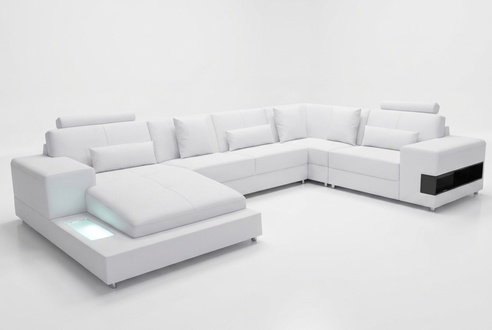Leather Sofa Living Area Corner Set Design Modern Sofa U-Form L6014