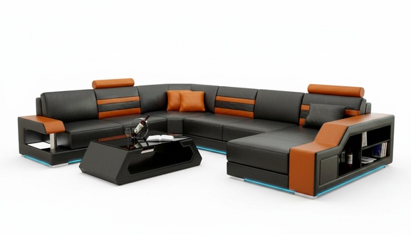 Leather sofa couch living room corner sofa corner set design modern sofa G8031B