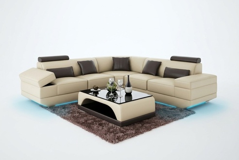 Leather sofa couch living area corner sofa corner set custom-made modern sofa USB