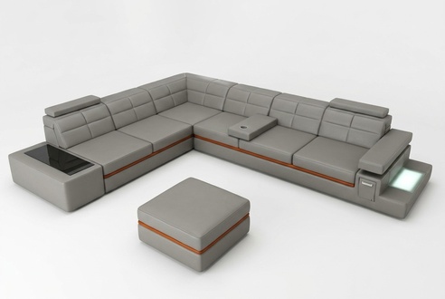 LEATHER SOFA COUCH LIVING AREA CORNER SOFA CORNER SET DESIGN MODERN SOFA B2011