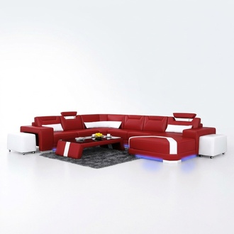 LEATHER SOFA COUCH LIVING LANDSCAPE CORNER SOFA CORNER SET DESIGN MODERN SOFA F3011