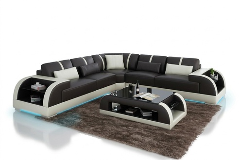Leather sofa couch living landscape corner sofa corner set modern design LED USB sofa
