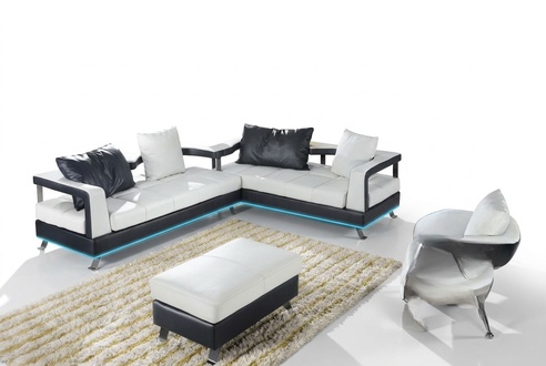 LEATHER SOFA COUCH LIVING AREA CORNER SOFA CORNER SET DESIGN MODERN SOFA B2027