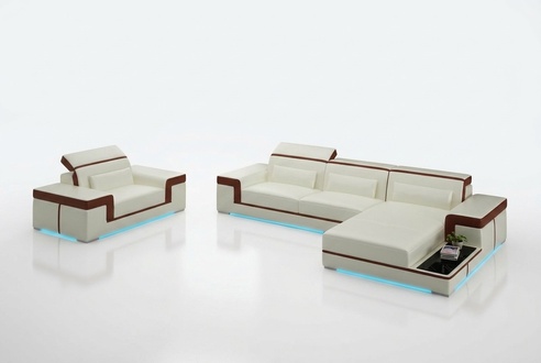 Leather sofa couch living landscape corner sofa + armchair corner suite design sofa with USB