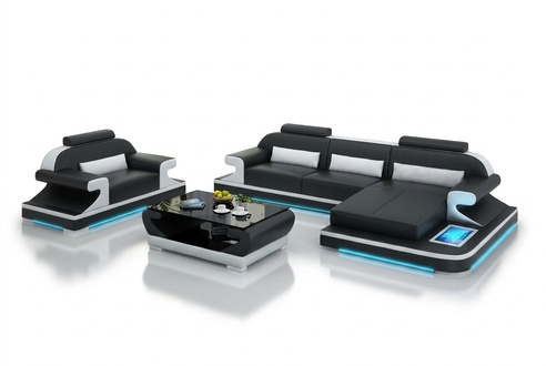 Leather sofa couch living landscape corner sofa + armchair new set design sofa with USB