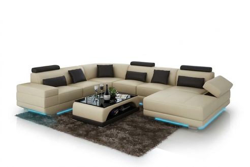 Leather sofa couch living area corner sofa corner set design modern sofa beige USB