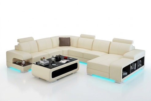 Leather sofa couch living area corner sofa set modern design new sofa with USB