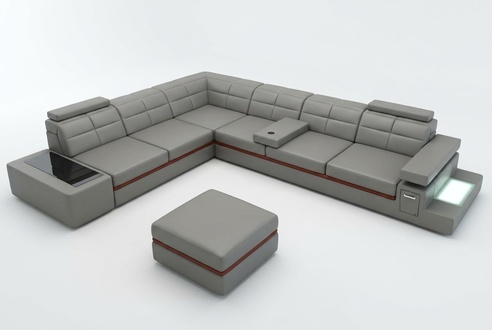 Leather sofa couch living area corner sofa corner set + USB new design modern sofa