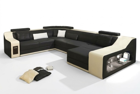 Leather sofa couch living area corner sofa corner set design modern sofa with USB