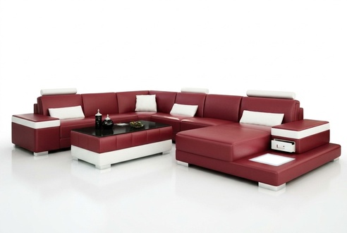 Leather sofa couch living landscape corner sofa set modern design new sofa light USB