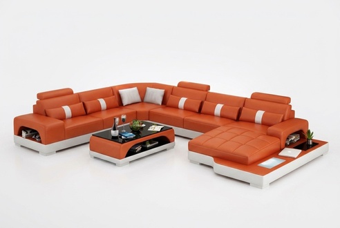 Leather Sofa Couch Living Landscape Corner Sofa Corner Set Modern Design Sofa with USB