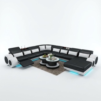 Leather sofa couch living landscape corner sofa corner suite modern design sofa with USB